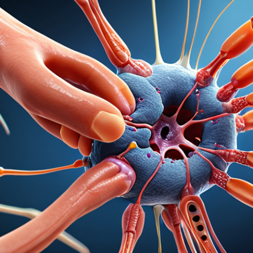 Home 15 **
A close-up, artistic rendering of nanobots repairing damaged nerve cells in the spinal cord. The scene should convey hope and the potential for restoring mobility. Incorporate a futuristic, yet organic feel.
**