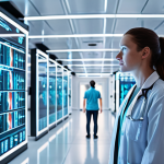 **Precision Health & AI Synergy**: A diverse individual standing in a luminous, futuristic medical facility, with transparent screens displaying their personalized genomic data, detailed molecular structures, and predictive health analytics. Surrounding them, sophisticated AI interfaces visualize complex biological processes, hinting at rapid drug discovery and tailored therapies. The atmosphere is one of hopeful scientific breakthrough, combining human-centric healthcare with cutting-edge artificial intelligence. Emphasize clarity, advanced technology, and data visualization.